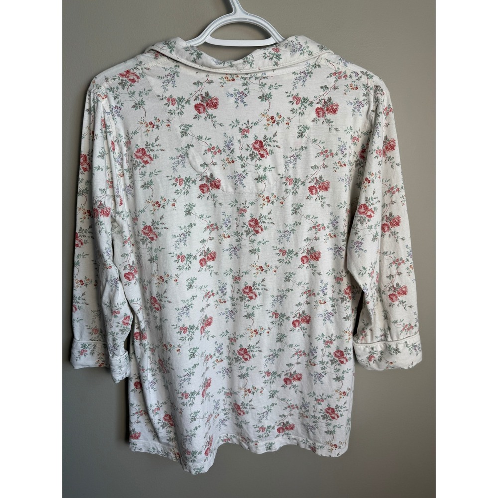 Lauren Ralph Lauren Floral Pajama Top White Pink Medium Cottagecore Shabby Chic - Picture 6 of 11